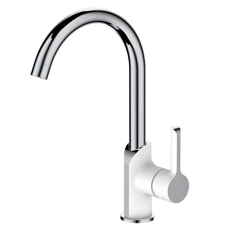 Изображение товара Кухонный смеситель Osgard Ionic White 92073 хром и белый, однорычажный с поворотным изливом