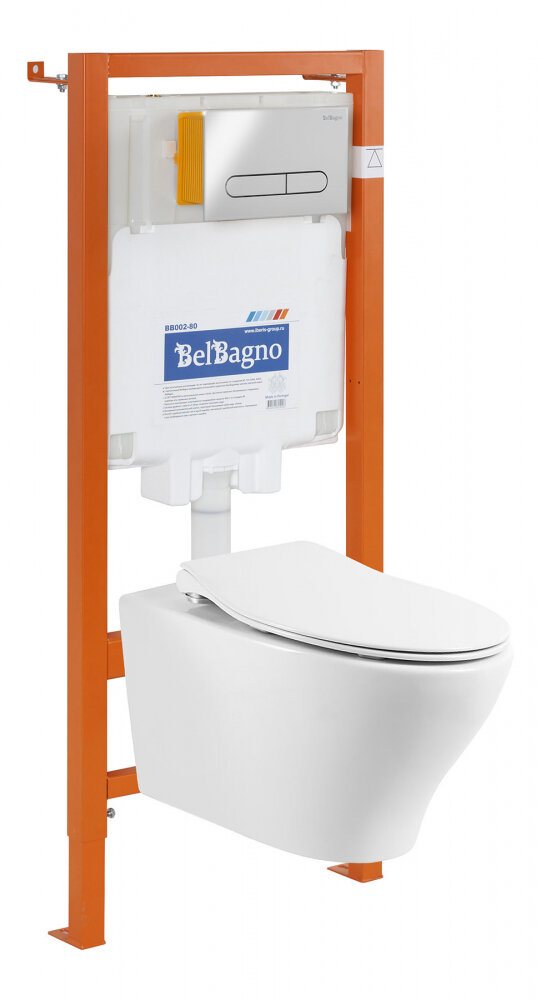 Изображение товара Инсталляция с унитазом BelBagno Acqua BB340CHR подвесной с микролифтом