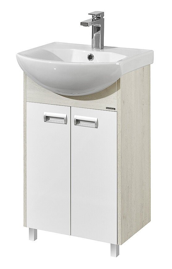 Изображение товара Тумба под раковину Aquaton Бекка PRO 50 см напольная, белый, дуб сомерсет, 1A210801BAC20