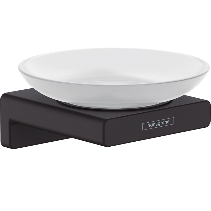 Изображение товара Мыльница Hansgrohe AddStoris с черным матовым держателем, настенная установка