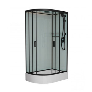 Изображение товара Душевая кабина Frank F412/1 L/R Black, 120 х 80 см, средний поддон, стекла прозрачные, профиль черный, 143009/145009