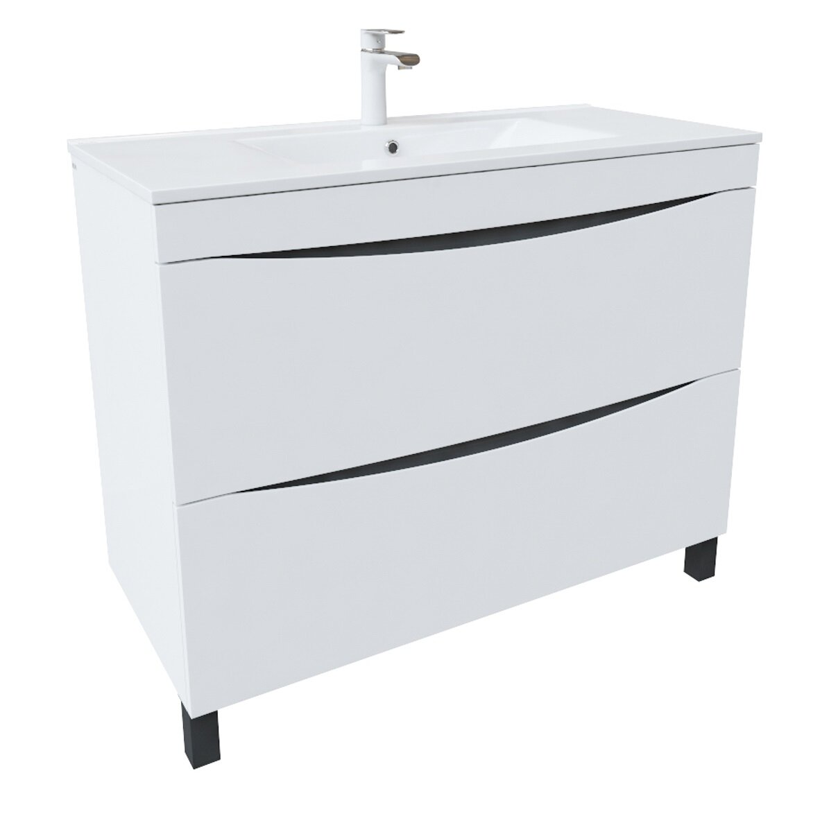 Изображение товара Тумба под раковину Iddis Cloud 100 см напольная белая с 2 ящиками