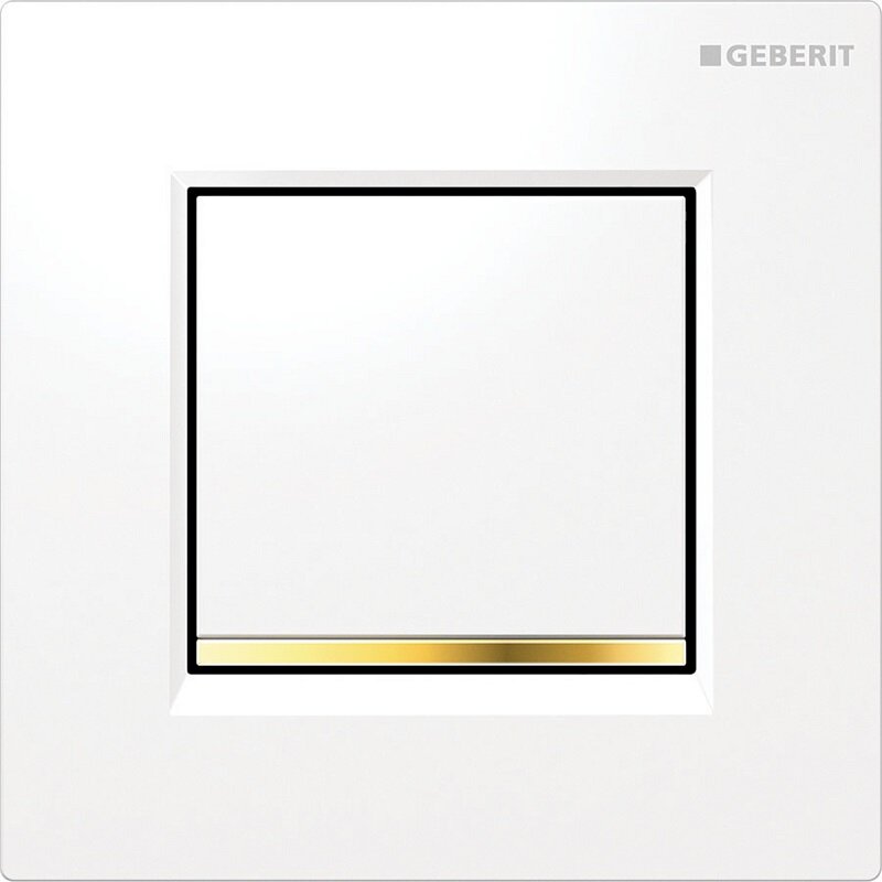 Изображение товара Клавиша Geberit Sigma 116.017.KK.1 Type 30, панель и клавиша - белые, декор - позолота