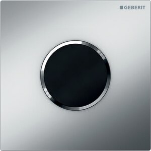 Изображение товара ИК-привод для писсуара Geberit HyTronic Sigma Type 10, клавиша - черный, панель - матовый хром, декор - глянцевый хром, 116.035.KN.1
