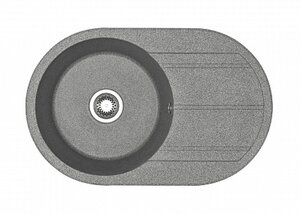 Изображение товара Кухонная мойка Акватон Амира круглая с крылом серый 78 см