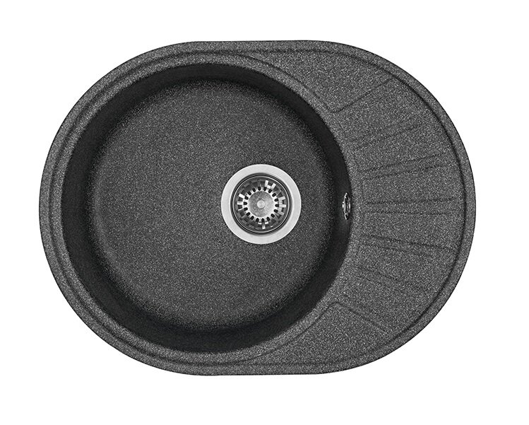 Изображение товара Кухонная мойка Акватон Чезана 1A711232CS210 из искусственного камня, черная, 56.8x43.7 см