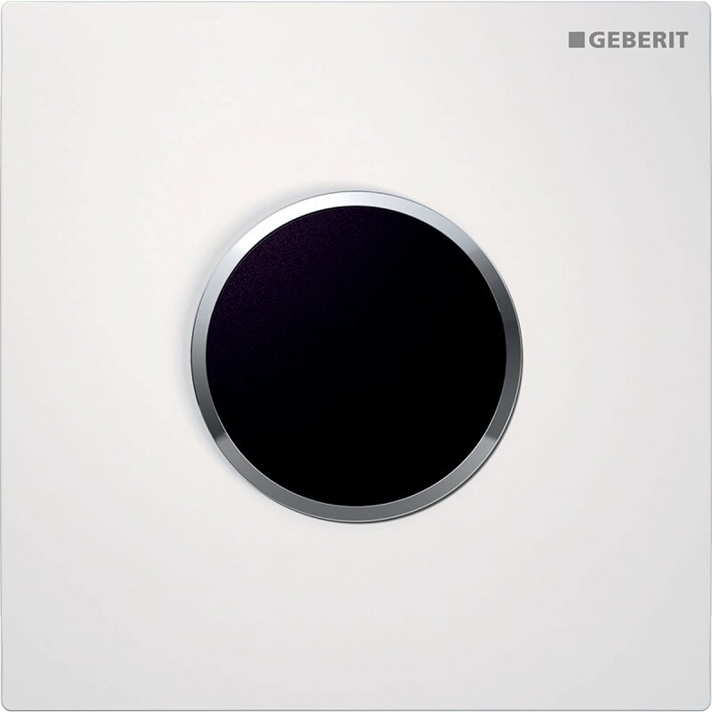 Изображение товара ИК привод смыва Geberit HyTroniс Sigma Type 10 для писсуара, панель - белая, кольцо - глянцевый хром, питание 230W, 116.025.KJ.1