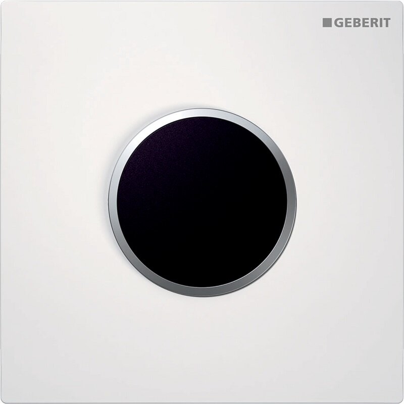 Изображение товара Смывной привод Geberit HyTronic Sigma Type 10 для писсуара, белая панель, матовый хром кольцо