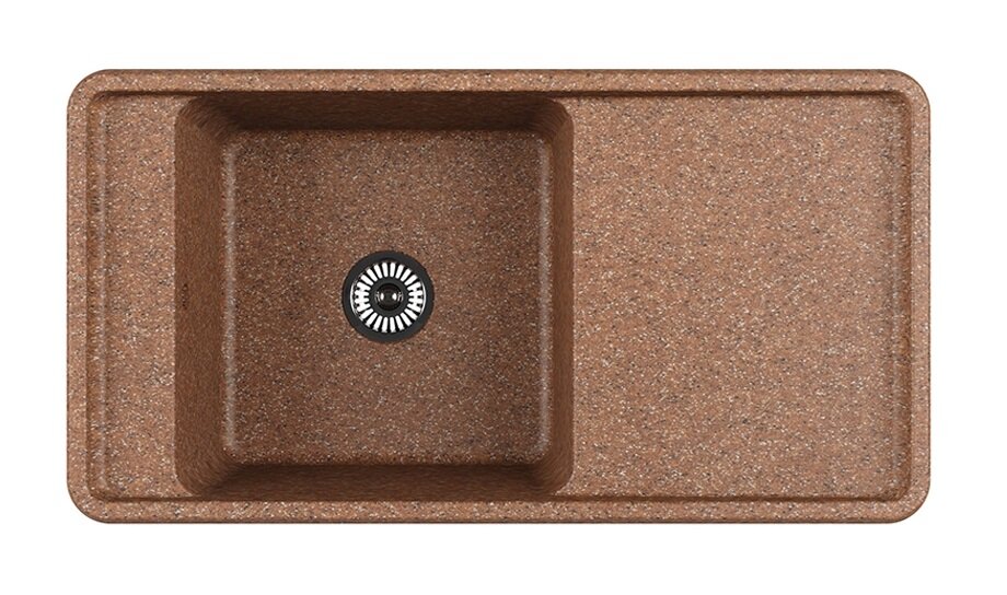 Изображение товара Кухонная мойка Акватон Беллис 97 прямоугольная с крылом терракот искусственный камень