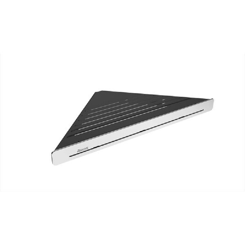Изображение товара Алюминиевая угловая полка с крючками Ravak Slim X07P576 29 см черный хром