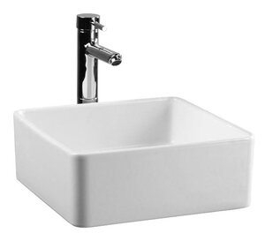 Изображение товара Раковина beWash Ontario 39 см квадратная белая накладная висит в угол