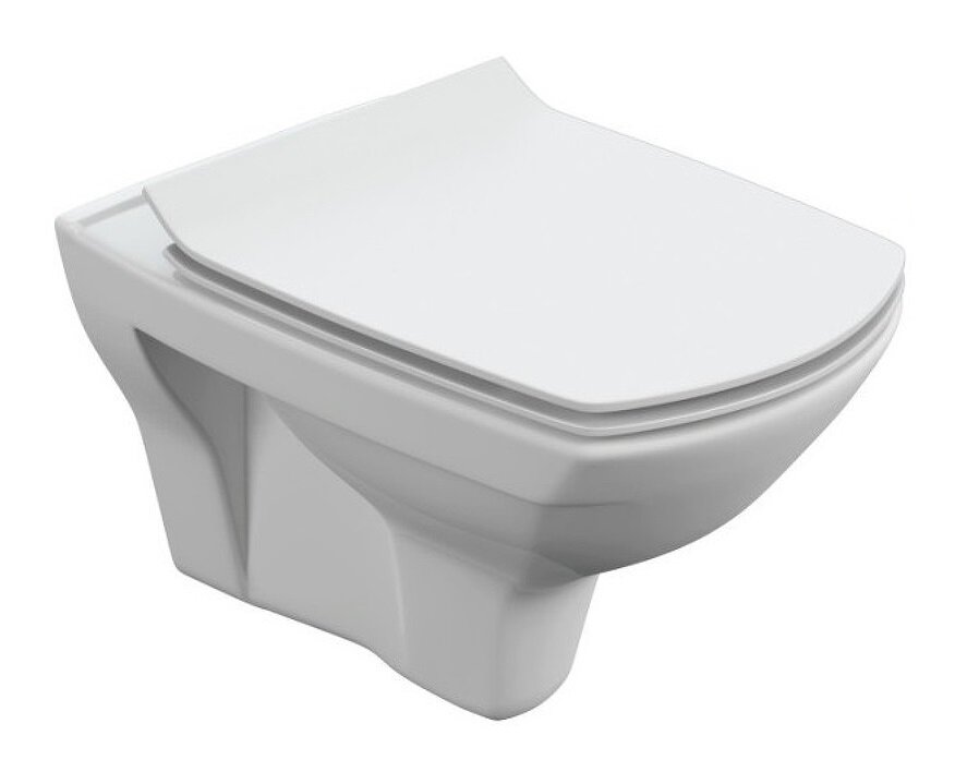 Изображение товара Подвесной безободковый унитаз Cersanit Carina XL Clean On DPL EO slim, крышка-сиденье с микролифтом, белый, S-MZ-CARINA-XL-COn-S-DL-w, 62955