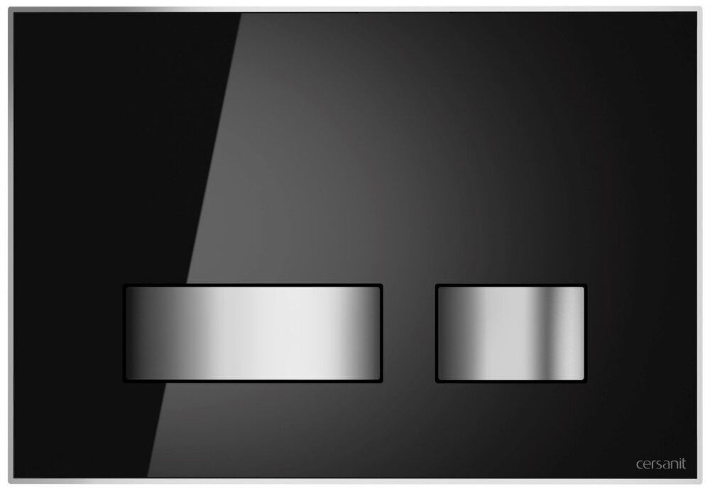 Изображение товара Клавиша смыва Cersanit Movi для инсталляций глянцевая стекло/черный 22 см