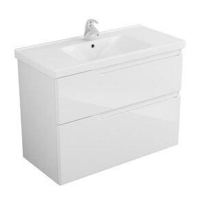 Изображение товара Тумба под раковину Owl Hella stor 100 см подвесная, 2 ящика, белый лак, OW24.16.00