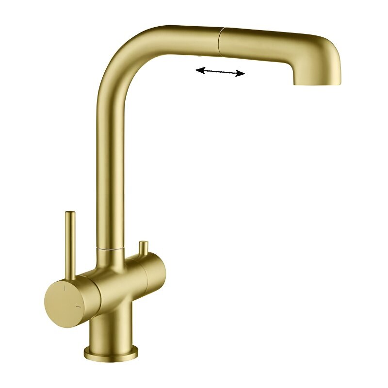 Изображение товара Смеситель Timo Saona 2346/17FL для кухонной мойки с выдвижным изливом, под фильтр, золото матовое