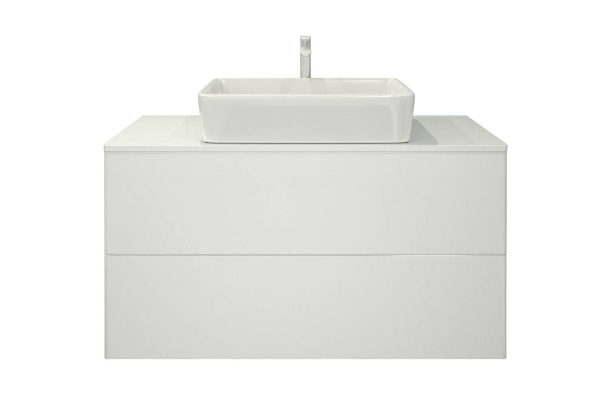 Изображение товара Подвесная тумба под раковину Orange Otto со стеклянной столешницей, белая