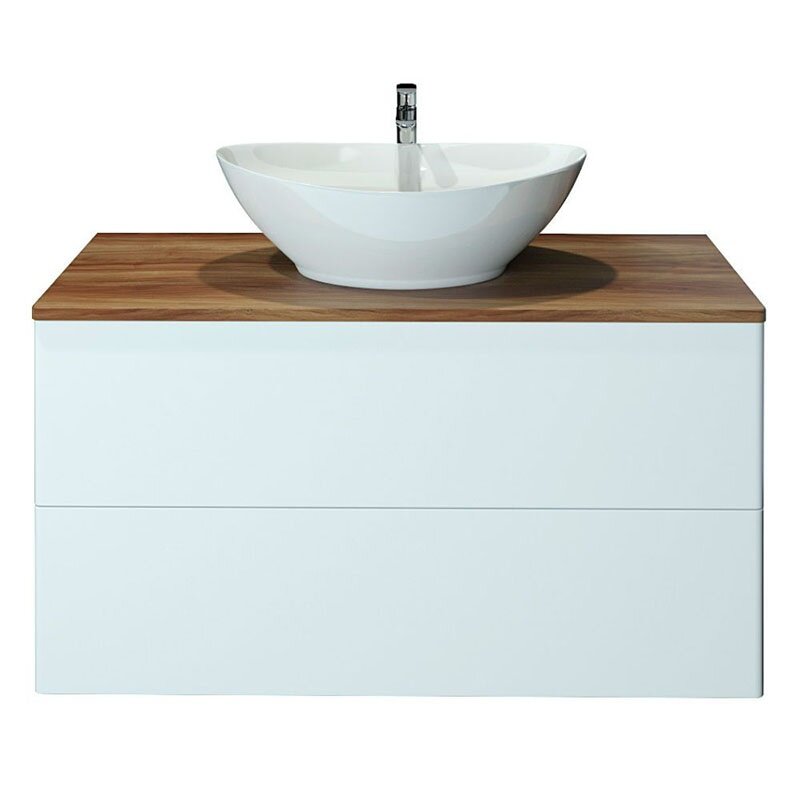 Изображение товара Подвесная тумба с раковиной Гамма 600, белая, стильная мебель для ванной комнаты