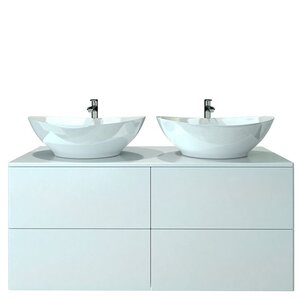 Изображение товара Тумба под две раковины Orange Otto, подвесная, столешница МДФ, белый, Ot-130TuMDF