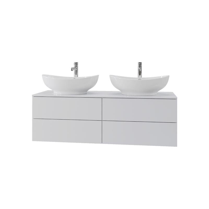 Изображение товара Тумба под две раковины Orange Otto, подвесная, столешница МДФ, белый, Ot-130TuMDF