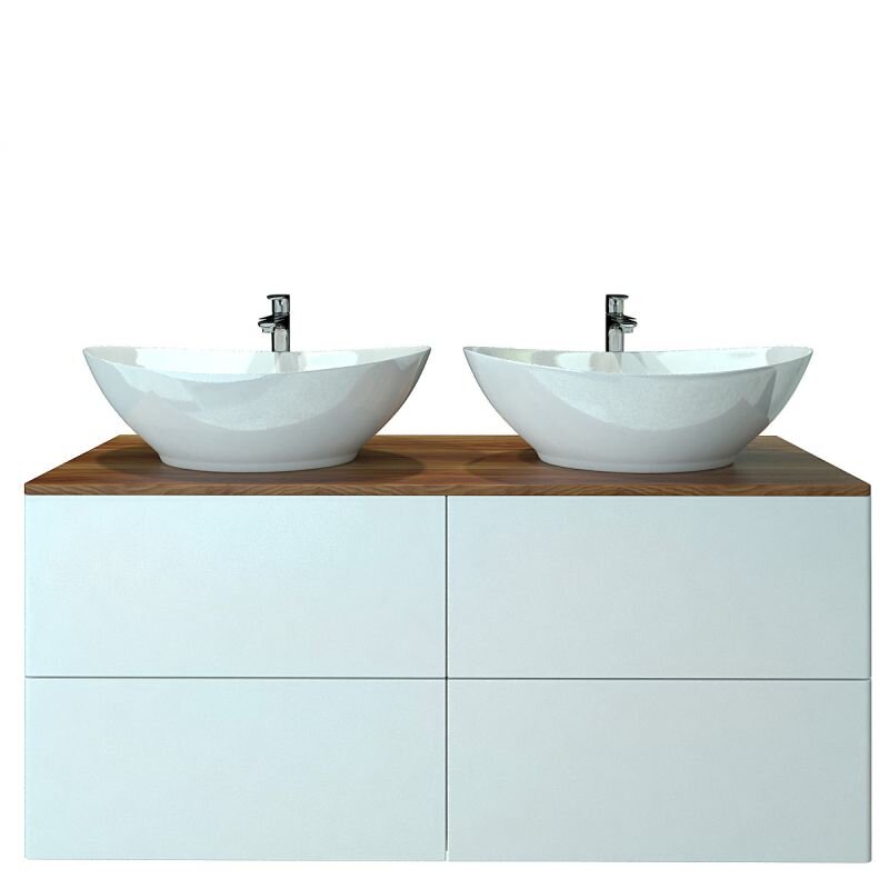 Изображение товара Подвесная тумба под раковину Orange Otto с столешницей из ясеня, 130 см