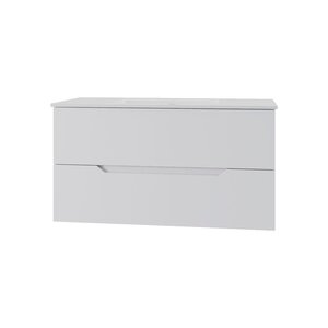 Изображение товара Тумба с раковиной Orange Line Li-100Tuw+Ra, подвесная, белый матовый Soft Touch