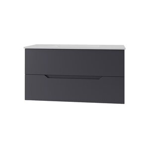 Изображение товара Тумба с раковиной Orange Line Li-100Tug+Ra, подвесная, графит матовый Soft Touch