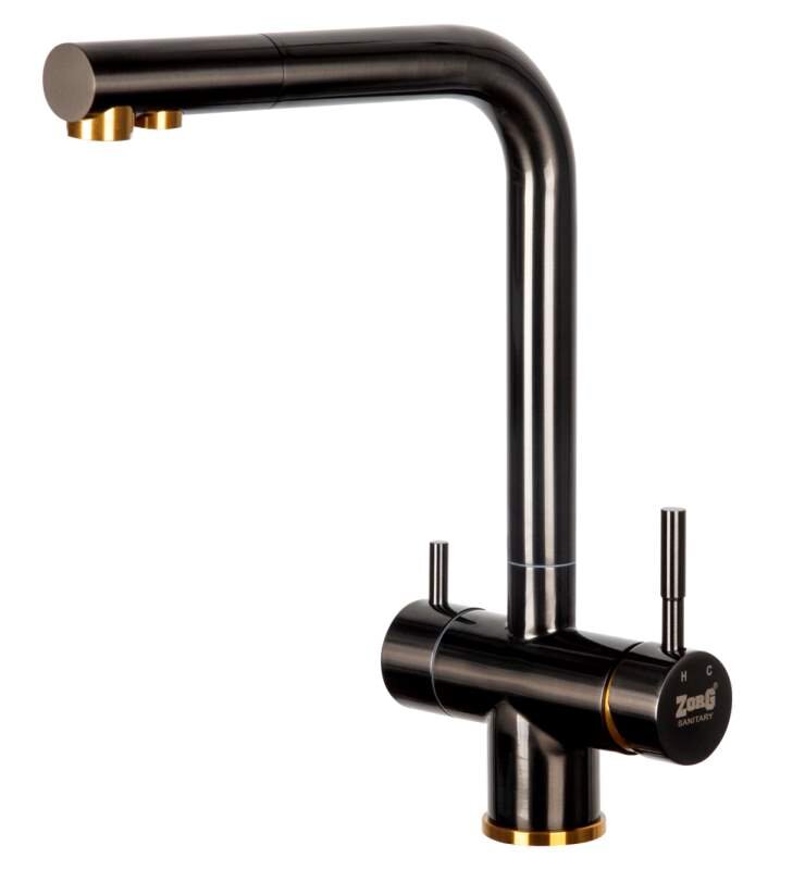 Изображение товара Стильный кухонный смеситель Zorg Inox SZR-7039 BR/GRAFIT с технологией двойного канала