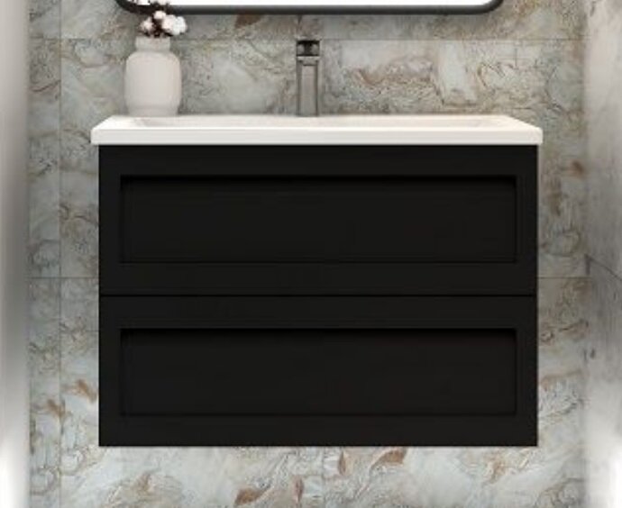 Изображение товара Тумба под раковину Art&Max Platino 90 см подвесная черный матовый