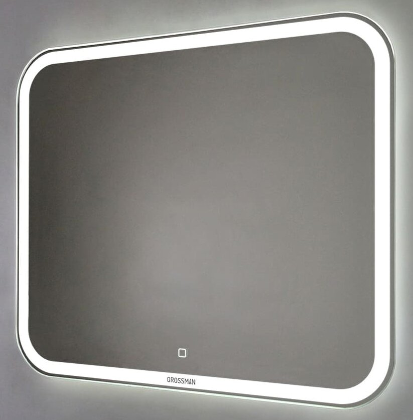 Изображение товара Зеркало с подсветкой Grossman Comfort 80x68 см, сенсорный выключатель, белый пластик