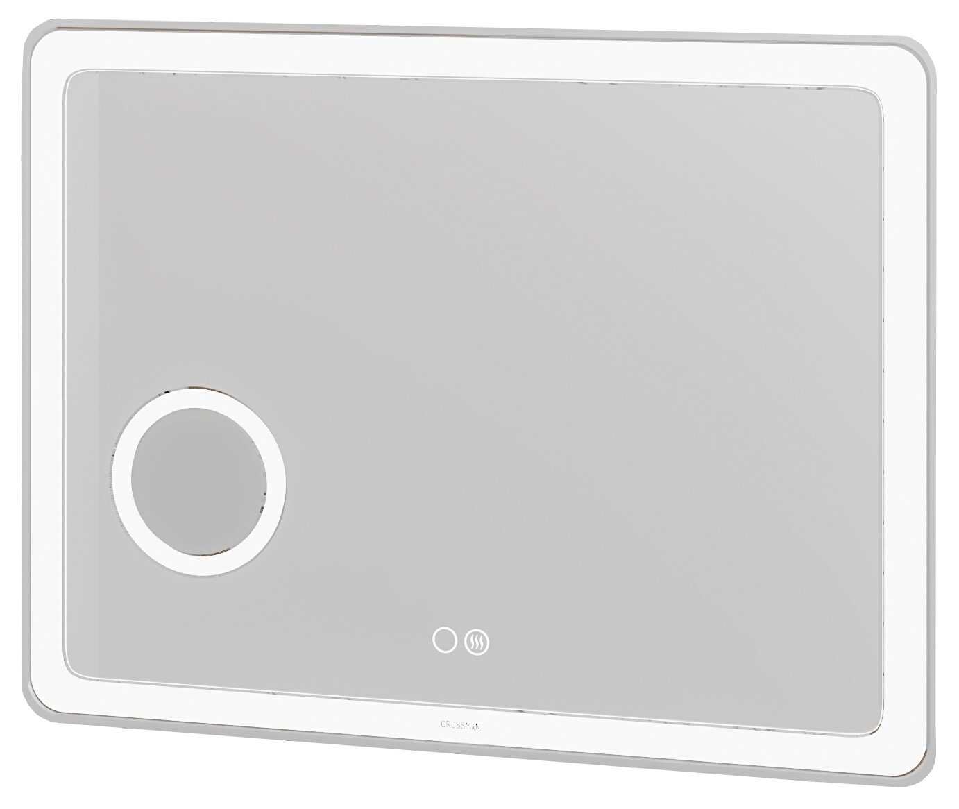 Изображение товара Зеркало Grossman Leo 100 x 80 см с подсветкой, сенсорный выключатель, гравировка, подогрев, увеличительное стекло, 1610080