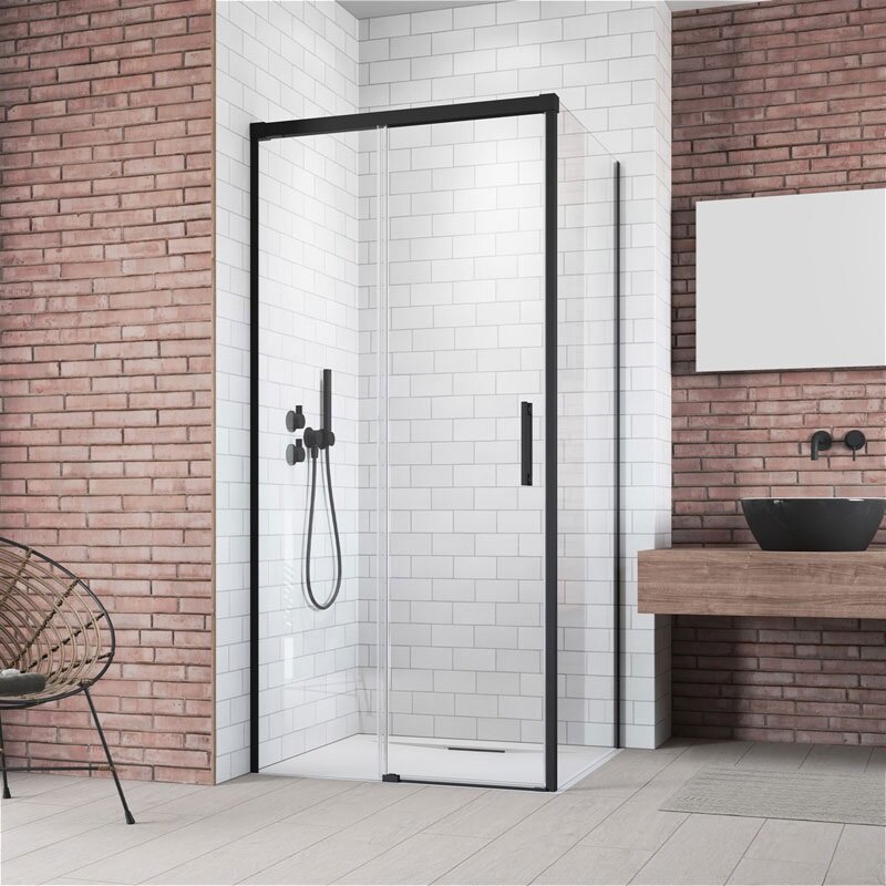 Изображение товара Душевая дверь Radaway Idea KDJ 140 х 200.5 см, стекло прозрачное, профиль черный, левая, 387044-54-01L