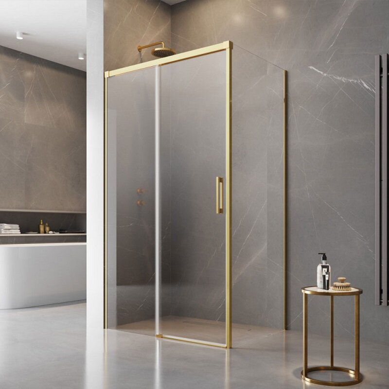 Изображение товара Душевая дверь Radaway Idea Gold KDJ 130x200.5 см с золотым профилем и EasyClean Изображение товара Душевая дверь Radaway Idea Gold KDJ 130x200.5 см с золотым профилем и EasyClean