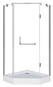 Изображение товара Душевой уголок Grossman Classic 90 х 90 см трапеция, дверь распашная, стекло прозрачное, хром, GR-8090, с полотенцедержателем