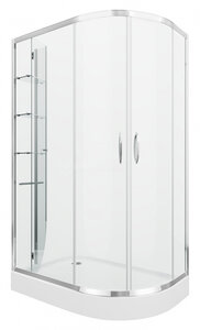 Изображение товара Душевой уголок Grossman Classic 120 х 80 см асимметричный, с поддоном, дверь раздвижная, стекло прозрачное, хром, левый/правый