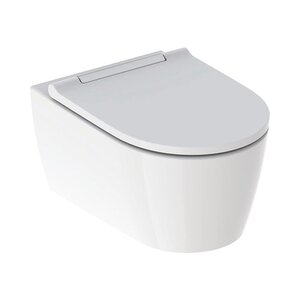 Изображение товара Подвесной безободковый унитаз Geberit One, с технологией смыва TurboFlush, крышка микролифт с белой вставкой, 500.201.01.1