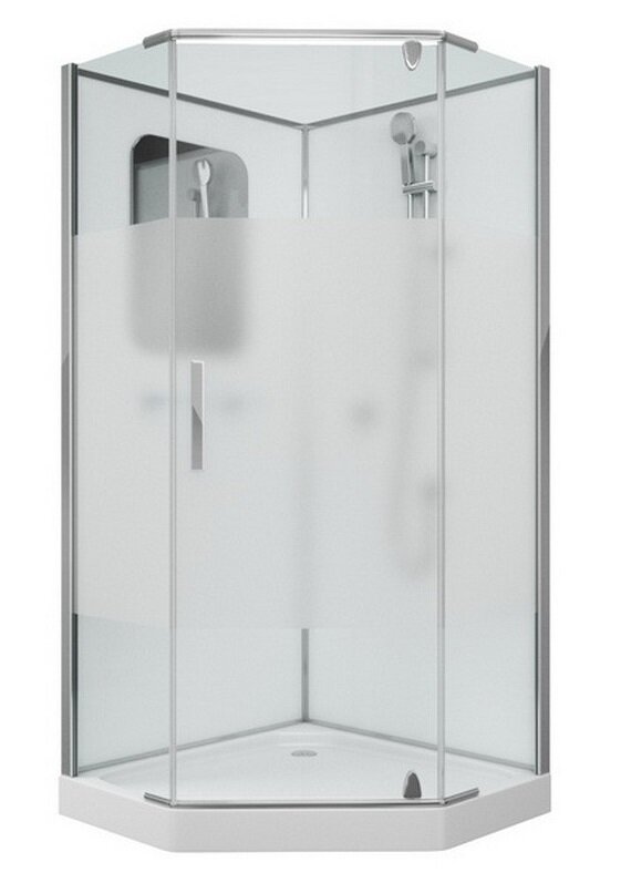 Изображение товара Душевая кабина Grossman 100x100 пятиугольная с хром профилем