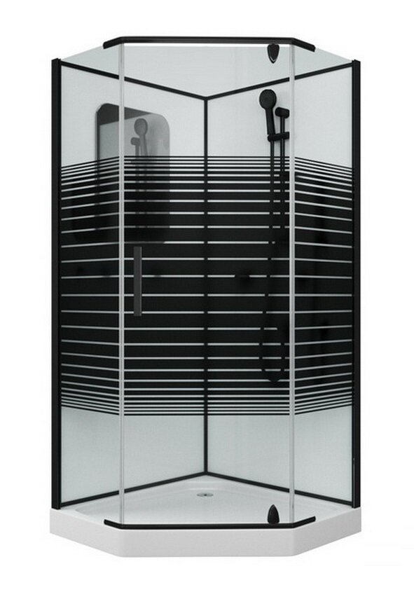 Изображение товара Душевая кабина Grossman 100 x 100 см, пятиугольная, черный, GR270D Изображение товара Душевая кабина Grossman 100 x 100 см, пятиугольная, черный, GR270D