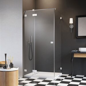 Изображение товара Душевая дверь Radaway Essenza Pro White KDJ 110L, 110 х 200 см, с неподвижной частью, стекло прозрачное, профиль белый, левая, 10097110-04-01L