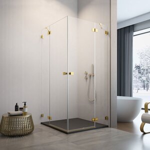 Изображение товара Душевая дверь Radaway Essenza Pro Gold KDD 90L, 90 х 200 см, с неподвижной частью, стекло прозрачное, профиль золото, левая, 10096090-09-01L