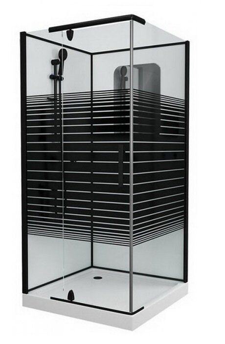 Изображение товара Grossman 90x90 см: квадратная душ. кабина с чёрными профилями и без крыши