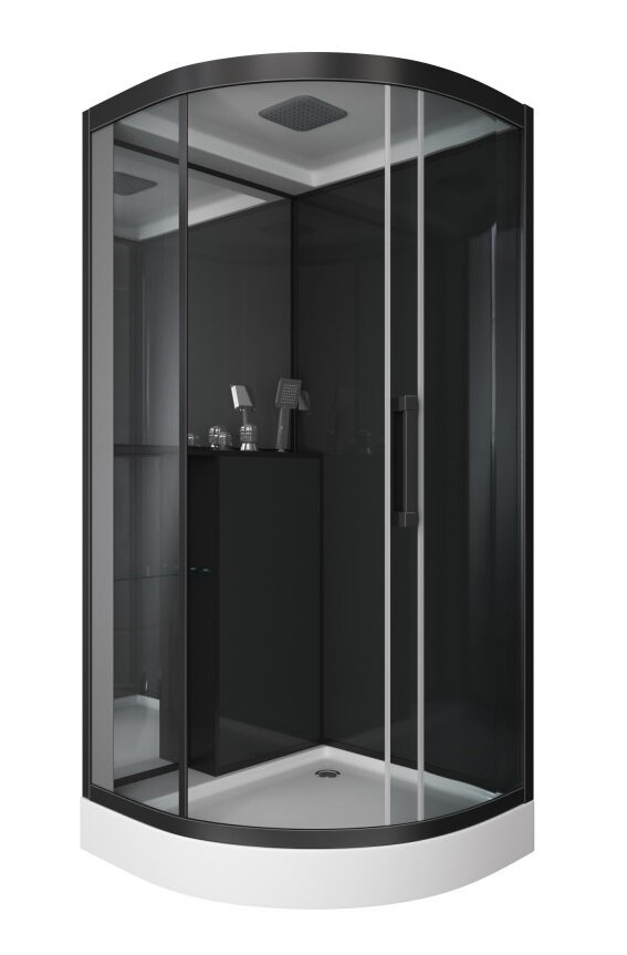 Изображение товара Душевая кабина Grossman GR260 четверть круга с черным профилем, 100x100 см