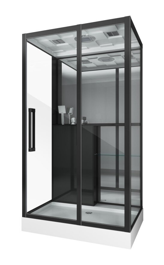 Изображение товара Душевая кабина Grossman GR267 120x80 см, черный профиль, правая, с крышей