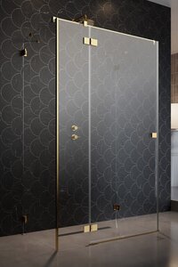 Изображение товара Душевая дверь Radaway Essenza Pro KDJ+S Gold, 100 х 200 см, с неподвижной частью, стекло прозрачное, профиль золото, левая, 10097310-09-01L