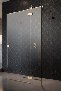 Изображение товара Душевая дверь Radaway Essenza Pro KDJ+S Gold, 120 х 200 см, с неподвижной частью, стекло прозрачное, профиль золото, правая, 10097312-09-01R