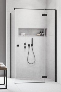 Изображение товара Душевая дверь Radaway Essenza New Black KDJ 120R, 120 х 200 см, с неподвижной частью, стекло прозрачное, профиль черный, правая, 385042-54-01R