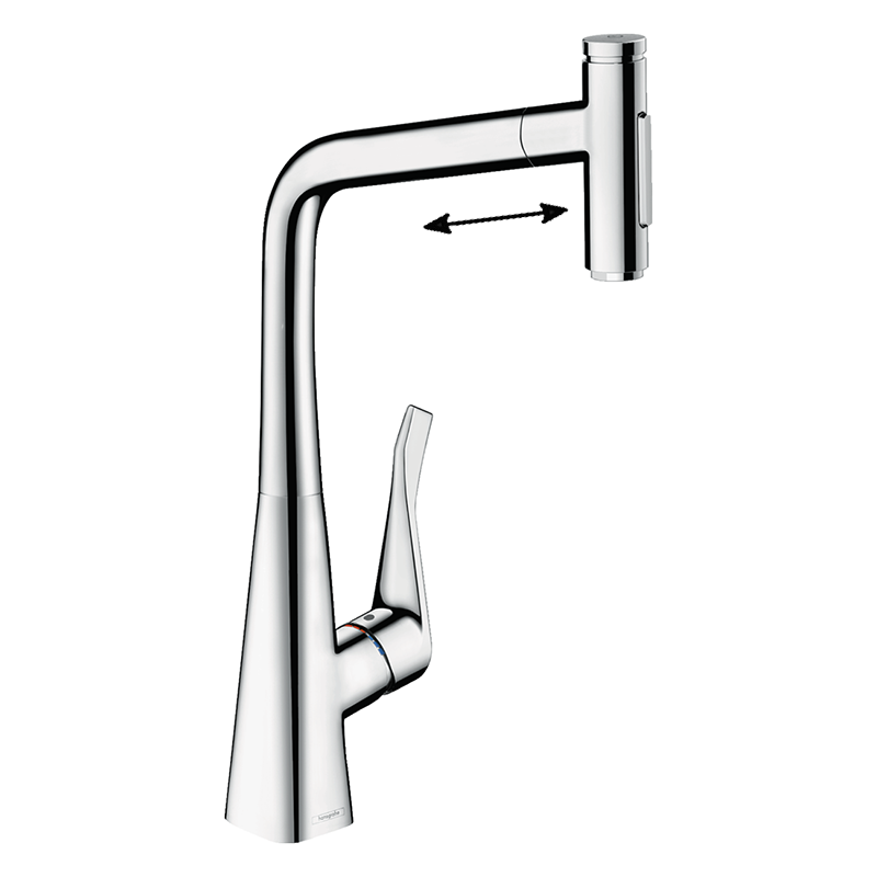 Изображение товара Смеситель Hansgrohe Metris Select 73820000 с выдвижным изливом, хром