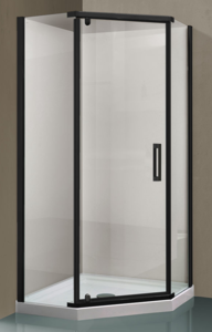 Изображение товара Душевой уголок Vincea Stresa VSP-1S 100 x 100 см пятиугольный, дверь распашная, стекло прозрачное, профиль черный, VSP-1S100CLB