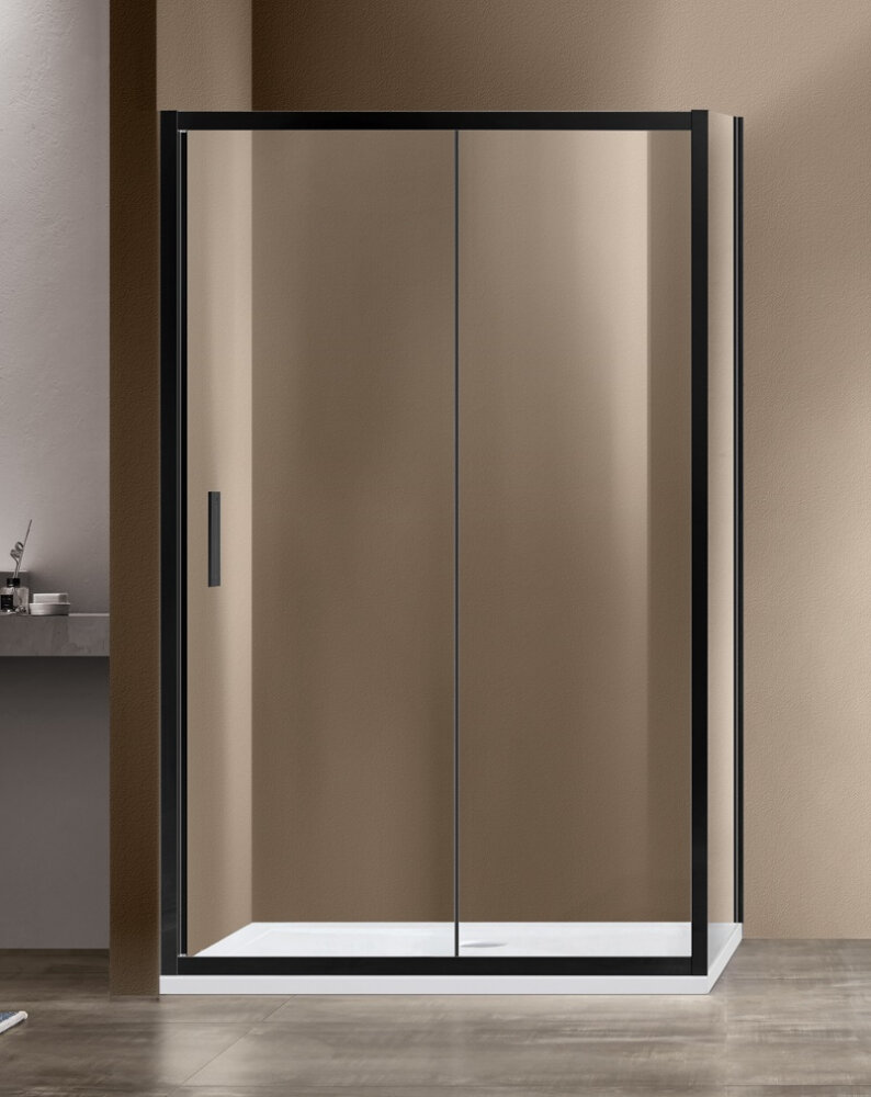 Изображение товара Душевой уголок Vincea Garda VSR-1G1 140 x 80 см прямоугольный, дверь раздвижная, стекло прозрачное, черный, VSR-1G8014CLB