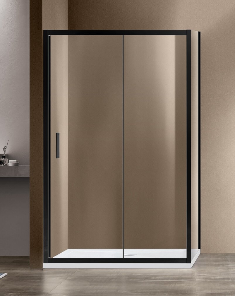 Изображение товара Душевой уголок Vincea Garda VSR-1G1 140 x 90 см прямоугольный, дверь раздвижная, стекло прозрачное, черный, VSR-1G9014CLB