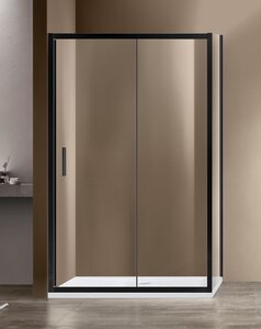 Изображение товара Душевой уголок Vincea Garda VSR-1G1 140 x 90 см прямоугольный, дверь раздвижная, стекло прозрачное, черный, VSR-1G9014CLB